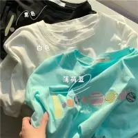 刺绣短袖T恤女韩国女装新款宽松学生圆领打底衫上衣