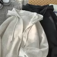 加绒加厚连帽开衫卫衣女冬季大码拉链外套女保暖口袋上衣女装