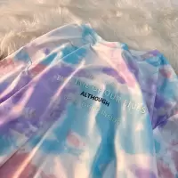 扎染渐变色宽松短袖T恤女夏新款休闲女士打底衫学生大码上衣女装