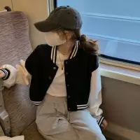 秋冬季短款棒球服长袖单排扣外套女装新款小个子美式高街ins