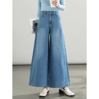 九分牛仔裤女年秋季新款大码高腰韩版宽松休闲水洗裙裤