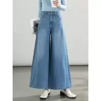 九分牛仔裤女年秋季新款大码高腰韩版宽松休闲水洗裙裤