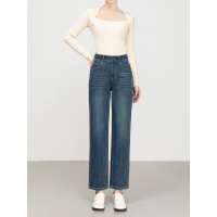 后松紧腰显瘦九分烟管裤年秋季高腰百搭牛仔直筒裤女