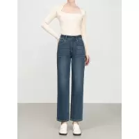 后松紧腰显瘦九分烟管裤年秋季高腰百搭牛仔直筒裤女