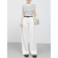 年夏新款白色中高腰阔腿牛仔裤天丝棉垂顺休闲阔腿裤