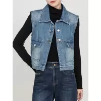 年秋季新款韩版牛仔开衫马甲女高腰牛仔筒喇拖地裤女