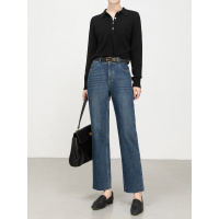 秋季新款四面弹直筒牛仔裤女高腰显瘦毛边九分烟管裤