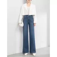 秋季新款宽松牛仔筒喇裤女韩版高腰百搭喇叭拖地裤