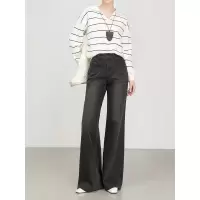 秋新款垂感宽松拖地喇叭长裤高腰四面弹筒喇牛仔裤女