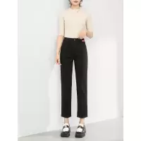 经典烟管九分小黑裤女秋季新款弹力柔软直筒牛仔裤