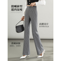 针织微喇裤女年秋季新款高腰休闲裤松紧腰弹力开叉喇叭裤