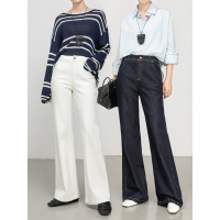 高腰微喇牛仔裤女年秋季新款四面弹宽松显瘦筒喇长裤