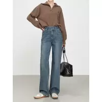 高腰显瘦百搭宽松拖地裤秋季新款窄版阔腿牛仔裤女