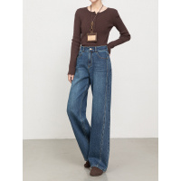 高腰阔腿牛仔裤女年秋季新款休闲百搭宽松直筒拖地裤