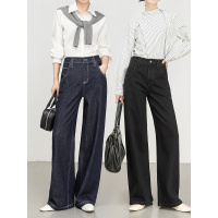 黑科技不易色牛仔阔腿裤女年秋季新款弹力丹宁长裤