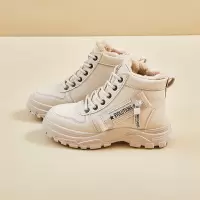 ins潮加绒马丁靴女冬季新款休闲鞋增高学生保暖机车靴