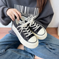夏季帆布鞋新款韩版ins女学生厚底增高透气休闲板鞋街拍