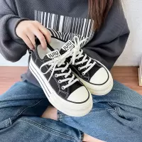 夏季帆布鞋新款韩版ins女学生厚底增高透气休闲板鞋街拍