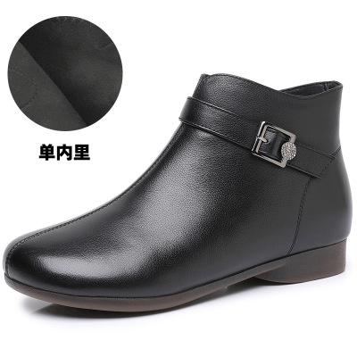 秋冬季新款马丁靴女保暖棉鞋女短靴休闲复古平底妈妈舒适女鞋
