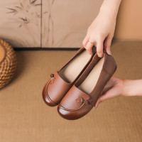 25春夏新款真皮复古舒适民族风中口单鞋女低跟皮鞋软底四季妈妈鞋