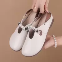 25春季新款一脚蹬真皮浅口单鞋女复古手工软底舒适妈妈四季皮鞋女