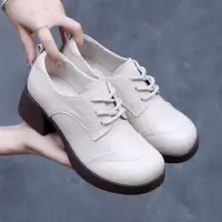 25真皮乐福鞋女英伦小皮鞋粗跟玛丽珍女鞋厚底单鞋防滑软底四季鞋