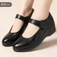 妈妈单鞋春秋中老年真皮妈妈鞋平跟防滑浅口单鞋软底四季单鞋