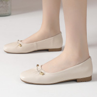 春秋新款真皮浅口尖头软底平底单鞋韩版头层牛皮妈妈四季女鞋