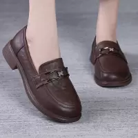 真皮复古粗跟乐福鞋女25秋季新款简约舒适百搭一脚蹬英伦四季单鞋