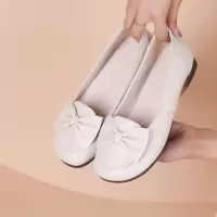 真皮手工女鞋平底软底蝴蝶结牛皮浅口豆豆鞋女四季单鞋25秋妈妈鞋