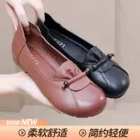 真皮新款软底春秋复古单鞋女鞋大码舒适防滑平底中老年妈妈鞋