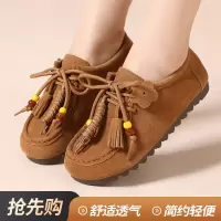 秋季新款复古串珠单鞋女平底不累脚复古单鞋一脚蹬四季勃肯鞋
