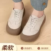 秋季新款舒适厚底系带丑萌休闲板鞋软底复古单鞋真皮四季女鞋