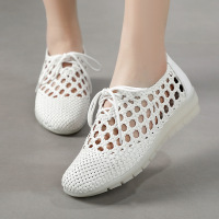 编织女妈妈镂空洞洞凉鞋女平底透气防滑女鞋休闲复古单鞋夏季