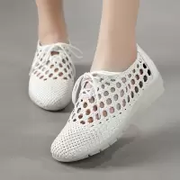 编织女妈妈镂空洞洞凉鞋女平底透气防滑女鞋休闲复古单鞋夏季