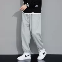 男生休闲裤春秋季大码胖子束脚运动针织裤春款裤子男士长裤潮卫裤
