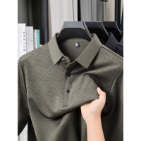 秋冬新款爸爸装男士翻领长袖T恤中年衬衫领POLO衫柔软百搭打底衫