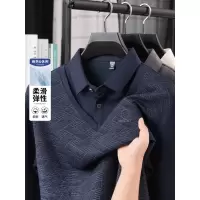 长袖爸爸秋装T恤中老年男士翻领打底衫POLO衫商务休闲男装体恤潮