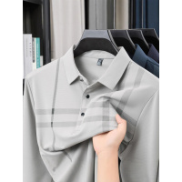 长袖男士T恤春秋新款宽松休闲polo衫百搭衬衫领中年简约上衣