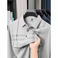 长袖男士T恤春秋新款宽松休闲polo衫百搭衬衫领中年简约上衣