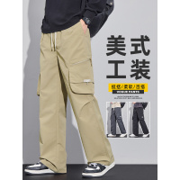 美式机能工装裤男士直筒宽松阔腿休闲长裤子春秋新款长裤