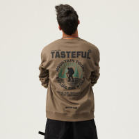 |印花卫衣男士秋冬大码美式重磅工装印花长袖上衣卫衣男款