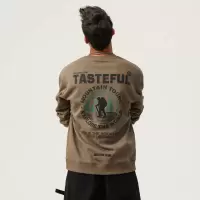 |印花卫衣男士秋冬大码美式重磅工装印花长袖上衣卫衣男款