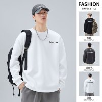 |年春款男士重磅圆领长袖卫衣纯色时尚设计印花上衣潮