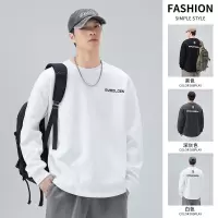 |年春款男士重磅圆领长袖卫衣纯色时尚设计印花上衣潮