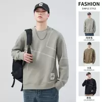 |年春款男士重磅圆领长袖卫衣黑色显瘦青年上衣百搭潮