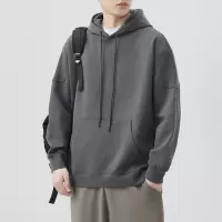 |日系复古简约早秋新新款男士设计感连帽拼接卫衣长袖圆领