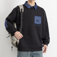 |早秋新款翻领款设计感毛卫衣男士秋早秋季上衣加益泰