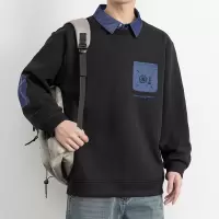 |早秋新款翻领款设计感毛卫衣男士秋早秋季上衣加益泰