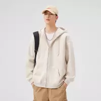 |早秋新款连帽抽绳口袋宽松舒适百搭情侣上衣开衫卫衣外